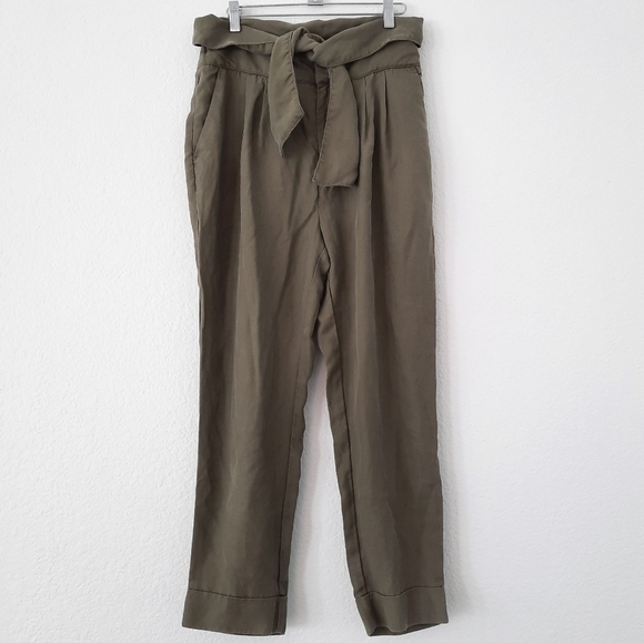 Anthropologie Cartonnier Green Kingsley Belted Pants 6 - Picture 2 of 7